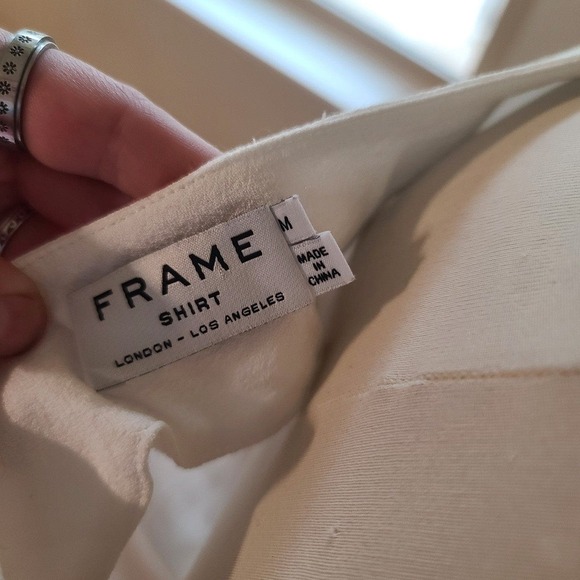 Frame White Mirrored Lace-up Crepe Blouse Size medium - Picture 6 of 7